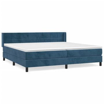 Vidaxl Box spring postelja z vzmetnico temno modra 200x200 cm žamet