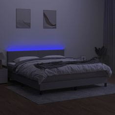 Vidaxl Box spring postelja z vzmetnico LED sv. siva 180x200 cm blago