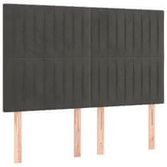 Vidaxl Box spring postelja z vzmetnico temno siva 140x200 cm žamet