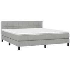 Vidaxl Box spring postelja z vzmetnico LED sv. siva 180x200 cm blago
