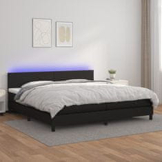 Vidaxl Box spring postelja z vzmetnico LED črna 200x200cm umetno usnje