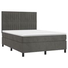 Vidaxl Box spring postelja z vzmetnico temno siva 140x200 cm žamet