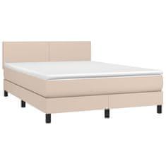Vidaxl Box spring postelja z vzmetnico LED kapučino 140x190 cm