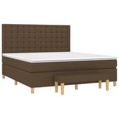 Vidaxl Box spring postelja z vzmetnico temno rjava 180x200 cm blago