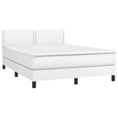 Vidaxl Box spring postelja z vzmetnico LED bela 140x190cm umetno usnje