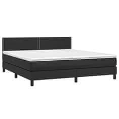Vidaxl Box spring postelja z vzmetnico LED črna 180x200 cm um. usnje