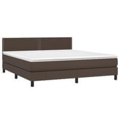 Vidaxl Box spring postelja z vzmetnico rjava 180x200 cm umetno usnje