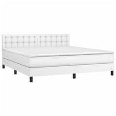 Vidaxl Box spring postelja z vzmetnico LED bela 180x200cm umetno usnje