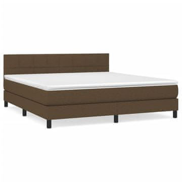 Vidaxl Box spring postelja z vzmetnico temno rjava 160x200 cm blago
