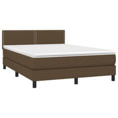 Vidaxl Box spring postelja z vzmetnico temno rjava 140x200 cm blago