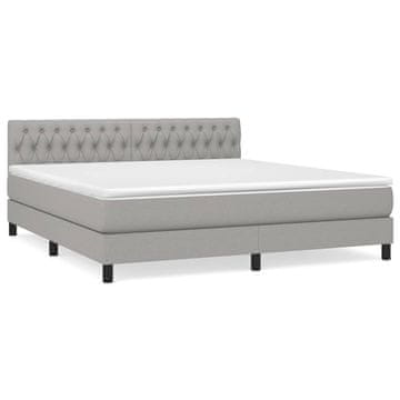 Vidaxl Box spring postelja z vzmetnico svetlo siva 180x200 cm blago