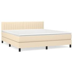 Vidaxl Box spring postelja z vzmetnico krem 180x200 cm blago