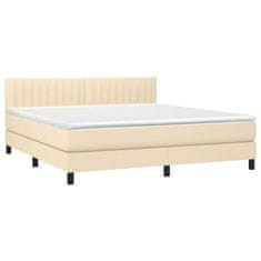 Vidaxl Box spring postelja z vzmetnico krem 180x200 cm blago