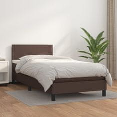 Vidaxl Box spring postelja z vzmetnico rjava 90x200 cm umetno usnje