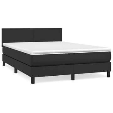 Vidaxl Box spring postelja z vzmetnico črn 140x190 cm umetno usnje