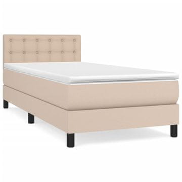 Vidaxl Box spring postelja z vzmetnico kapučino 100x200cm umetno usnje