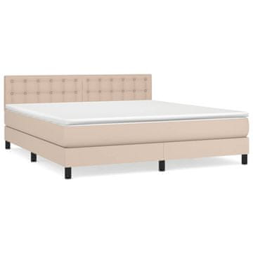 Vidaxl Box spring postelja z vzmetnico kapučino 160x200cm umetno usnje