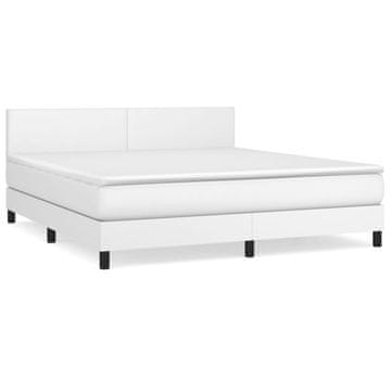 Vidaxl Box spring postelja z vzmetnico bela 180x200 cm umetno usnje