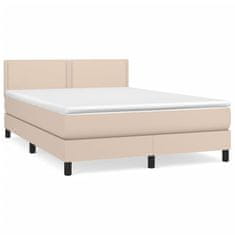 Vidaxl Box spring postelja z vzmetnico kapučino 140x190cm umetno usnje