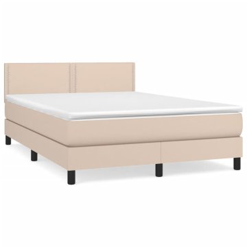 Vidaxl Box spring postelja z vzmetnico kapučino 140x190cm umetno usnje
