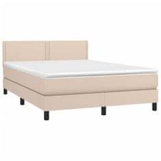 Vidaxl Box spring postelja z vzmetnico kapučino 140x190cm umetno usnje