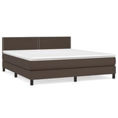 Vidaxl Box spring postelja z vzmetnico rjava 180x200 cm umetno usnje
