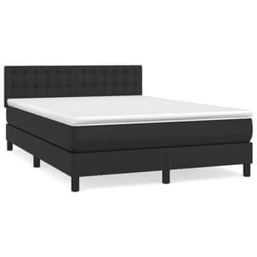 Vidaxl Box spring postelja z vzmetnico črn 140x190 cm umetno usnje
