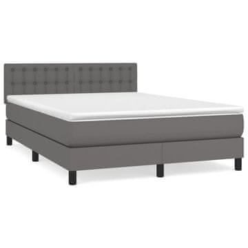 Vidaxl Box spring postelja z vzmetnico siv 140x190 cm umetno usnje