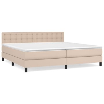 Vidaxl Box spring postelja z vzmetnico kapučino 200x200 cm um. usnje