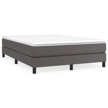 Vidaxl Box spring postelja z vzmetnico siva 140x200 cm umetno usnje