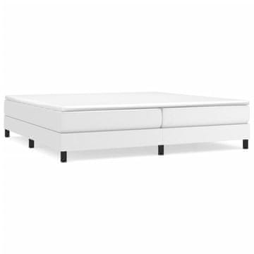 Vidaxl Box spring postelja z vzmetnico bela 200x200 cm umetno usnje