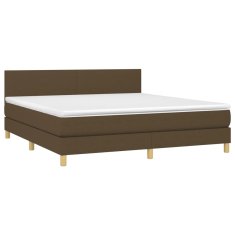 Vidaxl Box spring postelja z vzmetnico temno rjava 160x200 cm blago