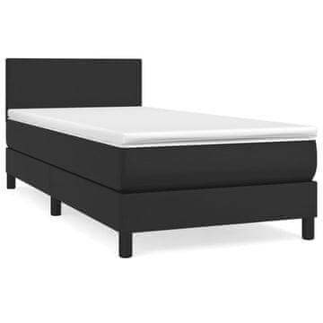 Vidaxl Box spring postelja z vzmetnico črna 90x190 cm umetno usnje