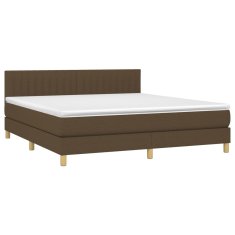 Vidaxl Box spring postelja z vzmetnico temno rjava 180x200 cm blago