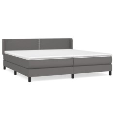 Vidaxl Box spring postelja z vzmetnico siva 200x200 cm umetno usnje