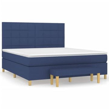 Vidaxl Box spring postelja z vzmetnico modra 160x200 cm blago