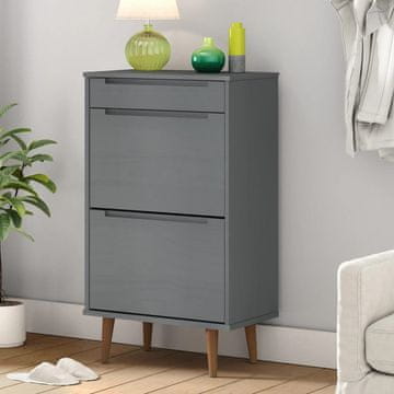 Vidaxl vidaXL Omarica za čevlje MOLDE siva 59,5x35x103 cm masiven bor