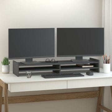 Vidaxl vidaXL Stojalo za monitor sivo 100x27x15 cm masivni borov les