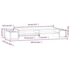 Vidaxl Stojalo za zaslon medeno rjavo 100x27,5x15 cm trdna borovina