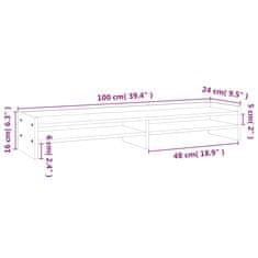 shumee Stojalo za zaslon sivo 100x24x16 cm trdna borovina