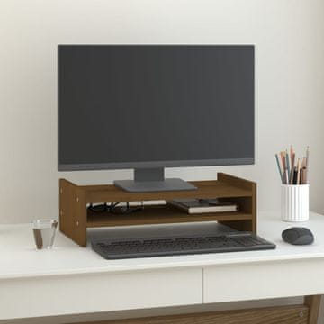 Vidaxl vidaXL Stojalo za monitor medeno rjave barve 50x27x15 cm masivni bor