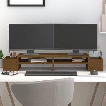 Vidaxl vidaXL Stojalo za monitor medeno rjave barve 100x27,5x15 cm masivni bor