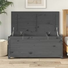 Vidaxl Škatla za shranjevanje siva 110x50x45,5 cm trdna borovina