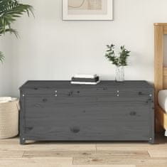 Vidaxl Škatla za shranjevanje siva 110x50x45,5 cm trdna borovina