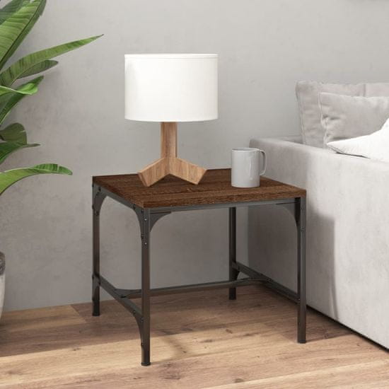 Vidaxl Stranska mizica rjav hrast 40x40x35 cm inženirski les