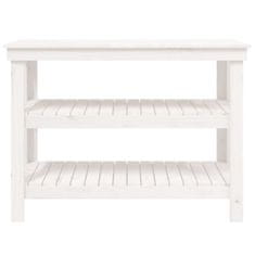 Vidaxl Delovna miza bela 110,5x50x80 cm trdna borovina