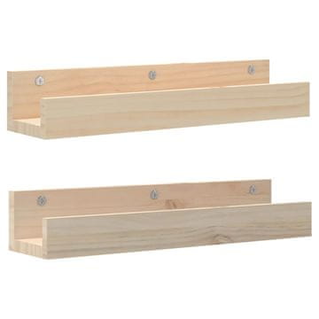 Vidaxl Stenske police 2 kosa 50x12x9 cm trdna borovina