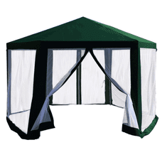 KONDELA Vrtni šotor, 3,9x2,5x3,9m, zeleno/bela barva, RINGE TYPE 1 + 6 stranic