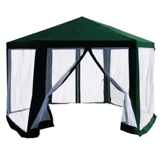 eoshop Zelena/bela vrtna šotor-paviljon 3,9×3,9×2,5 m s 6 prozornimi stenami