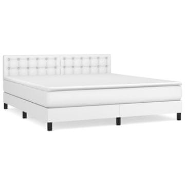 Vidaxl Box spring postelja z vzmetnico bela 180x200 cm umetno usnje